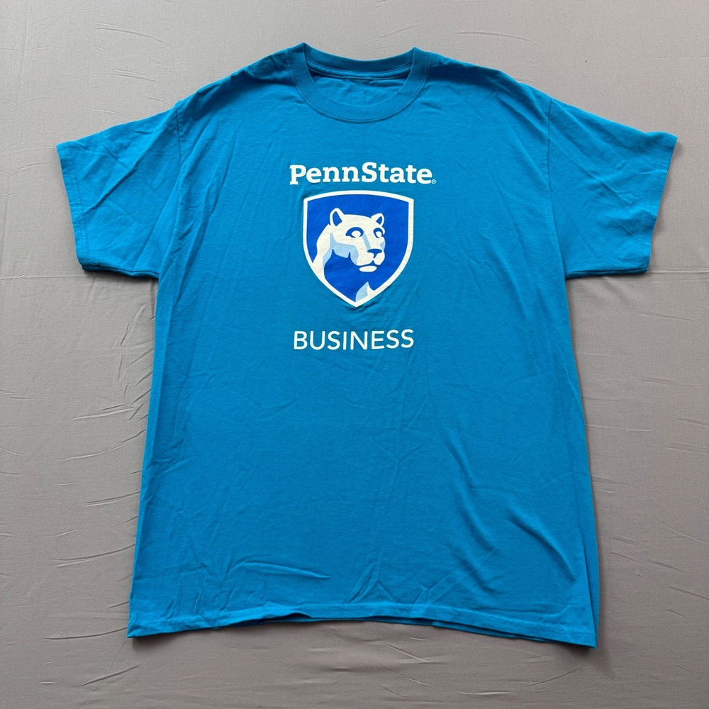Penn State Business Nittany Lions Graphic T-Shirt Blue Mens Large L Short Sleeve